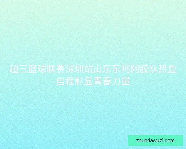 超三篮球联赛深圳站山东东阿阿胶队热血启程彰显青春力量
