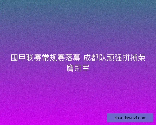 围甲联赛常规赛落幕 成都队顽强拼搏荣膺冠军