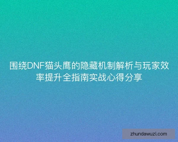 围绕DNF猫头鹰的隐藏机制解析与玩家效率提升全指南实战心得分享
